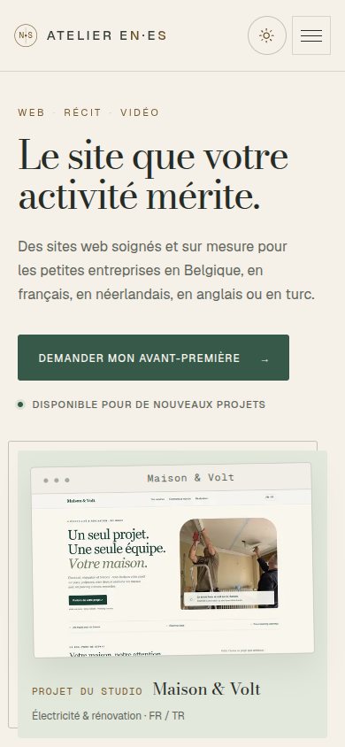 Version téléphone du site de Atelierenes