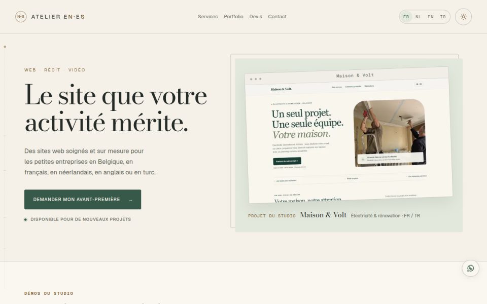 Capture d’écran du site de Atelierenes