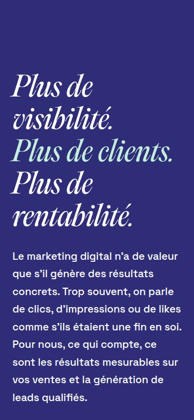 Version téléphone du site de Cookies Agency