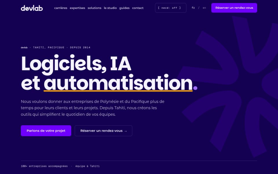 Capture d’écran du site de Devlab