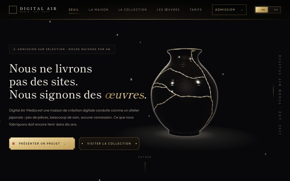 Capture d’écran du site de Digitalairmedia