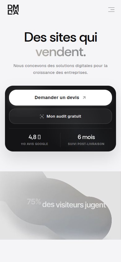 Version téléphone du site de Dmadigital