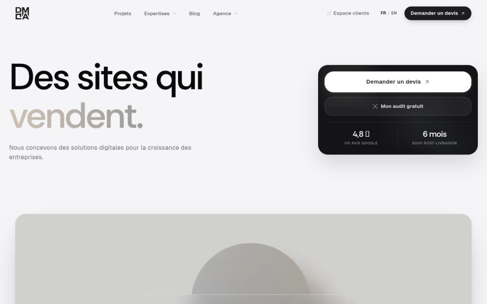 Capture d’écran du site de Dmadigital