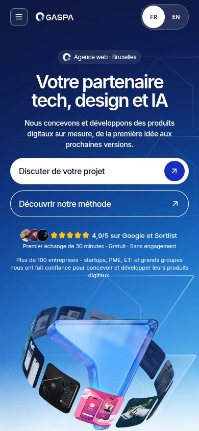 Version téléphone du site de Gaspa Agency