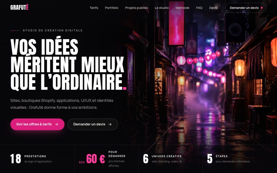 Capture d’écran du site de Grafute