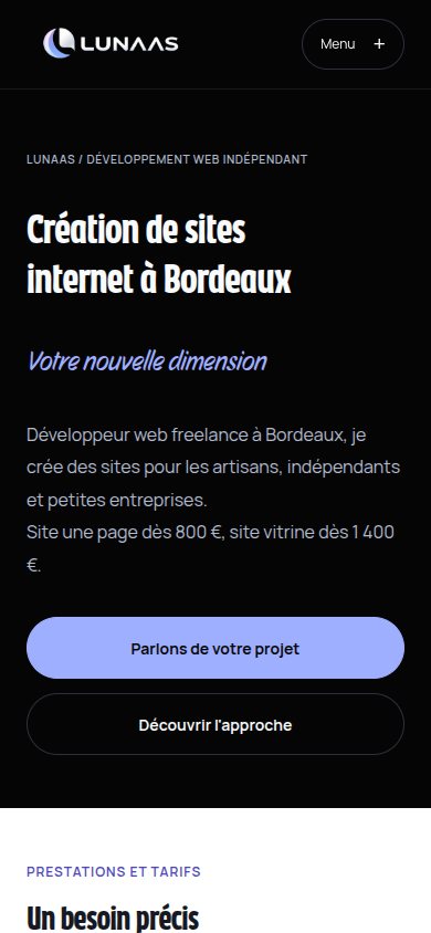 Version téléphone du site de Lunaas